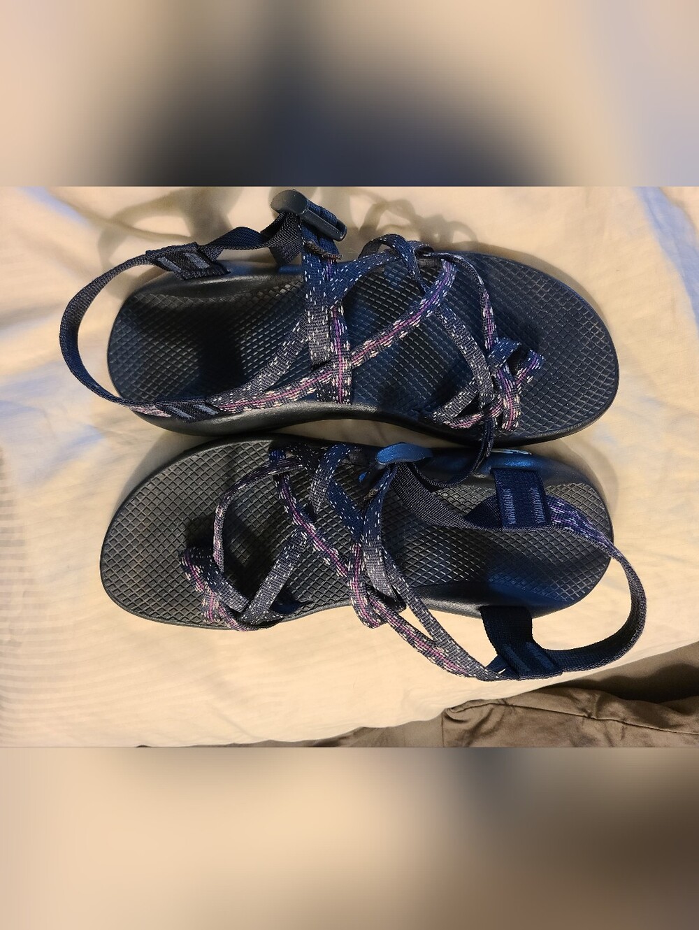 Chacos Black Strappy Outdoor Sandals with Purple Accent
